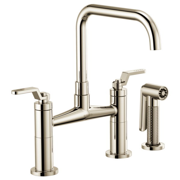 LITZE® Bridge Faucet with Square Spout and Industrial Handle Brizo 62554LF-PN